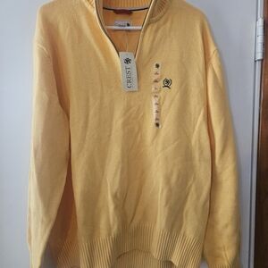 Crest Tommy Hilfiger Men's Yellow Zip-Up Sweater Nwt Xl